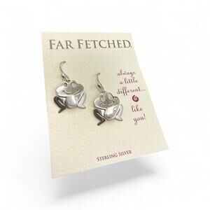 Far Fetched Frog Dangle Earrings 925 Sterling Silver Artisan Handmade Toad